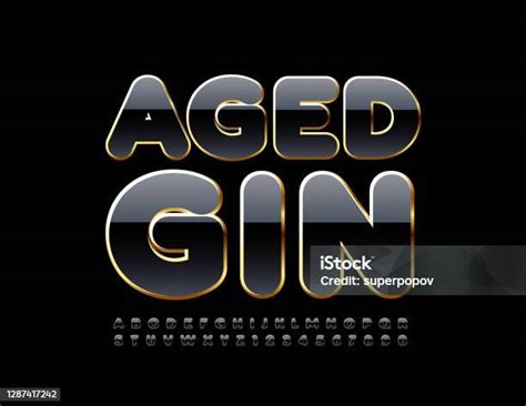 lambang kemewahan vektor aged gin huruf alfabet hitam  emas