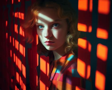 Premium AI Image A Woman With Blonde Hair Looking Through A Window