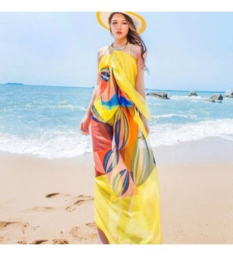 Sexy Women Chiffon Beach Swimwear Sarong Wrap Dress Bikini Cover Up Scarf Yellow Yellow