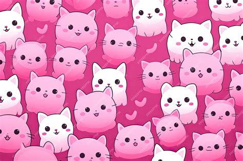 Premium AI Image | A cute pink meme cat cartoon pattern generative ai