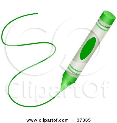 Clipart Illustration of a Green Crayon Drawing A Line by Prawny #37365