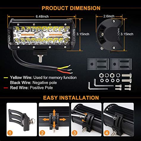 Naoevo Barre Lumineuse Led Stroboscopique De Cm Modes W