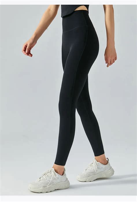 High Waist Yoga Pants Double Sided Brushed Nude Fitness Yoga Wear Peach