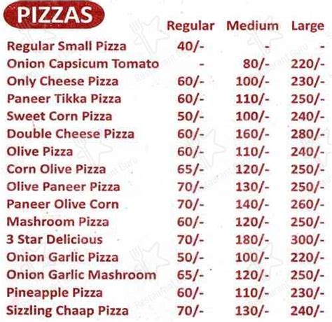 Menu At Seven Star Pizza Noida