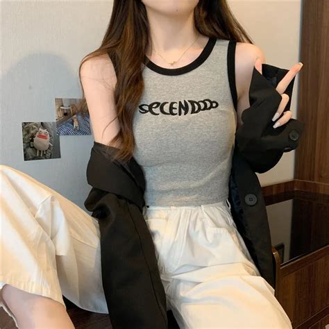 Athvotar Athvotar Vest Female Inside The Summer Short Crop Foreign Style Slim Hot Girls