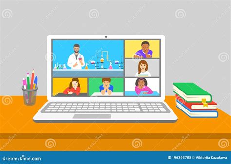 Remote Learning Virtual Chemistry Zoom Class Kids Stock Vector ...