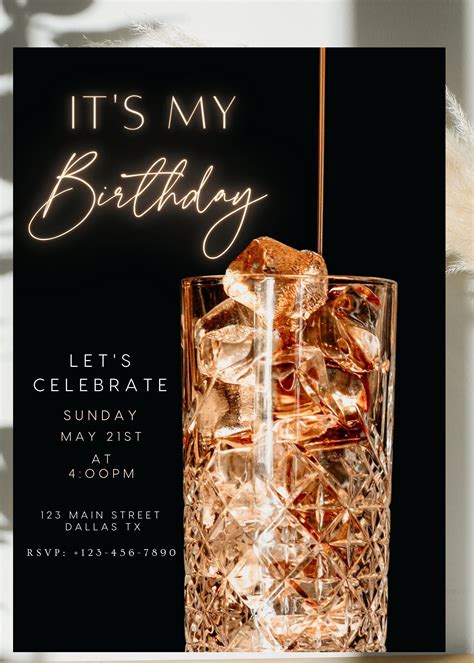 Whiskey Themed Digital Surprise Party Invitation For Men S 40th