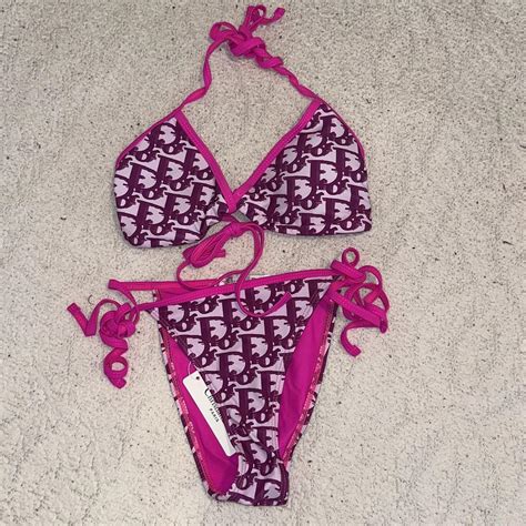 Hot Pink Designer Bikini Set Depop