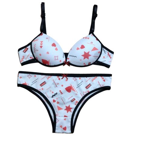 Kit C 05 Conjunto calcinha e sutiã Menina moça bojo lingerie em microfibra juvenil Shopee