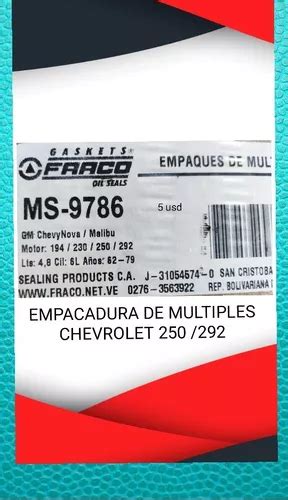 Empacadura De M Ltiple Chevrolet Malib Pickup C Mercadolibre