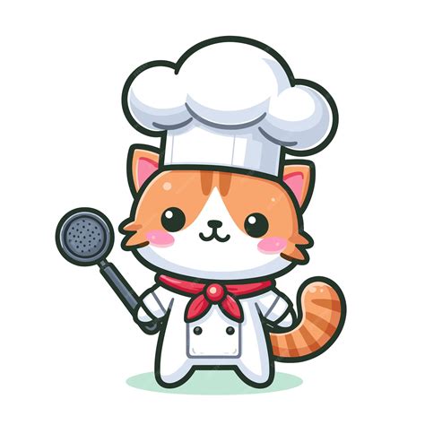 Premium Vector Cute Cat Cooking Vector On White Background