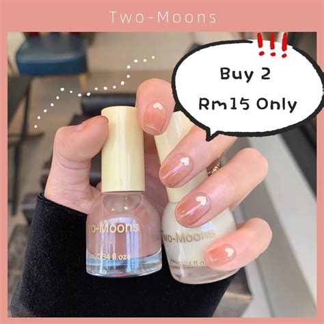 Ready Stock Two Moons Glossy Nail Polish Nude Jelly Oil Base Ml Not Peel Off Able Pengilat