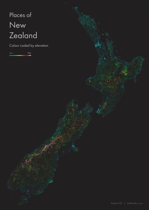 New Zealand Place Names by Elevation | The Map Kiwi