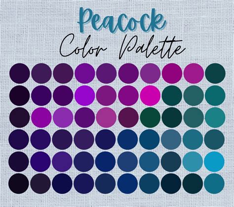 Peacock Color Palette For Procreate 60 Color Swatches Etsy