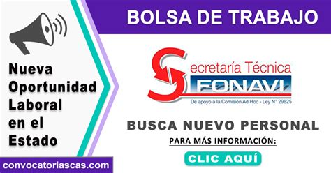 CONVOCATORIA SECRETARIA TÉCNICA FONAVI CAS 1 Plaza Derecho