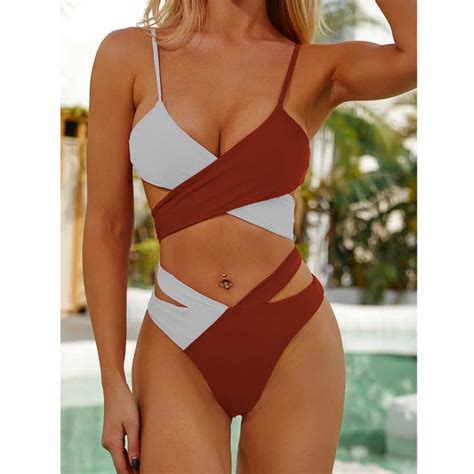 Oem Odm Womens Swimsuits Sexy Patchwork Bandage Bikini Swimwear Custom