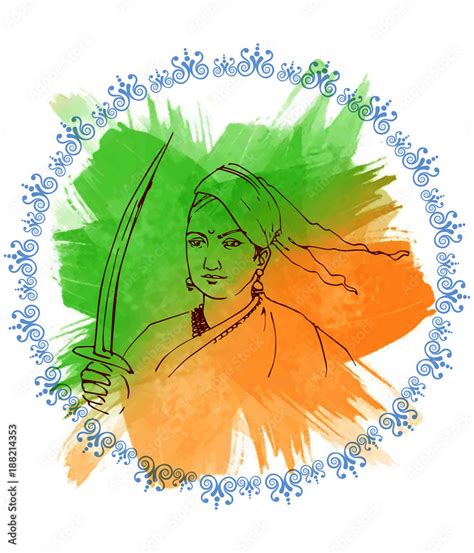 Illustration Of Indian Freedom Fighter Rani Laxmi Bai Rani Of Jhansi