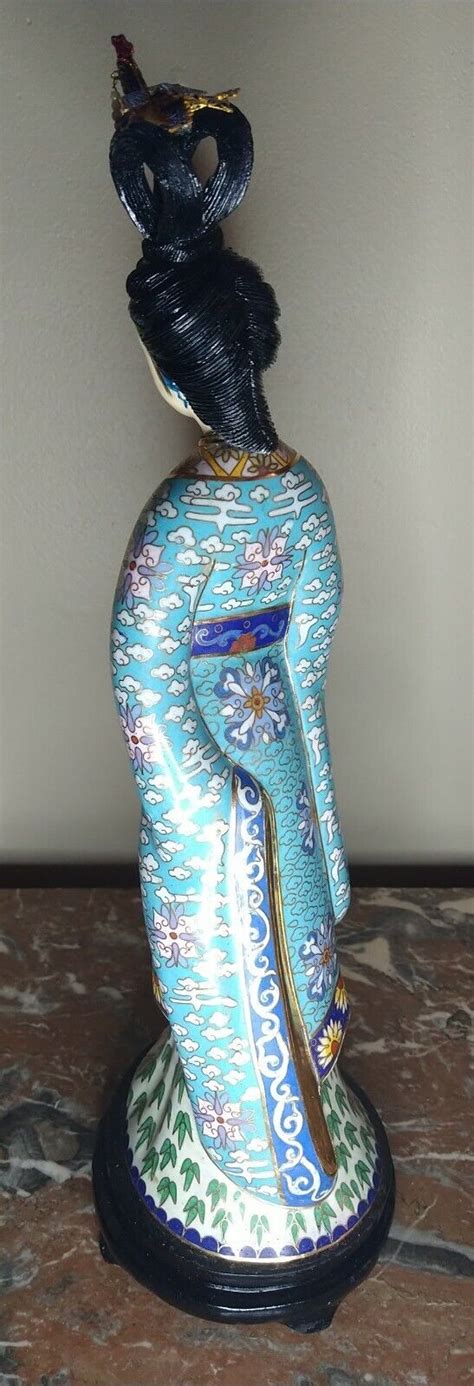 Large S Antique Chinese Cloisonne Kuan Yin Kwan Yin Statue