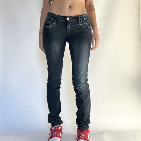 Beverly Jeans Y2k Low Rise Straight Leg Dark Wash Depop