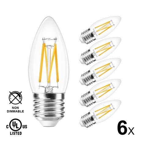 Lvwit B11 Led Filament Bulb Non Dimmable E26 Medium Base 40w Equivalent