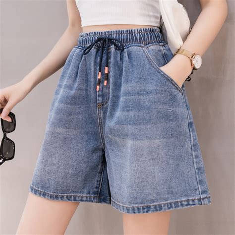 Elastic High Waist Plus Size Summer Butt Lifter Short Jeans Denim