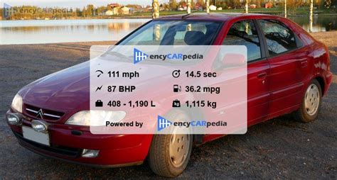 Citroën Xsara 16i X Specs 1999 2001 Performance Dimensions