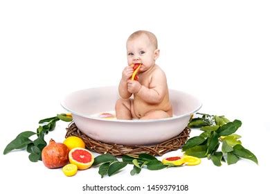Cute Naked Infant Milk Bath Citrus Stock Photo Shutterstock