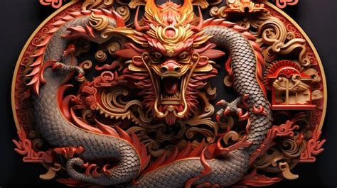 Premium Photo The D Majestic Chinese Dragon Totem Chinese Zodiac Signs