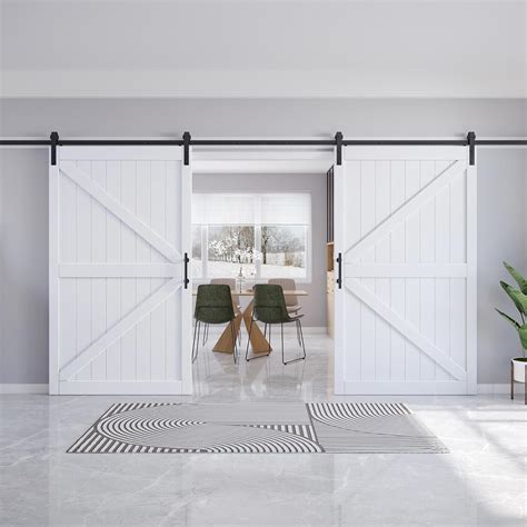 Amazon ROYMELO Double 48x84 In White Sliding Barn Door Slab With