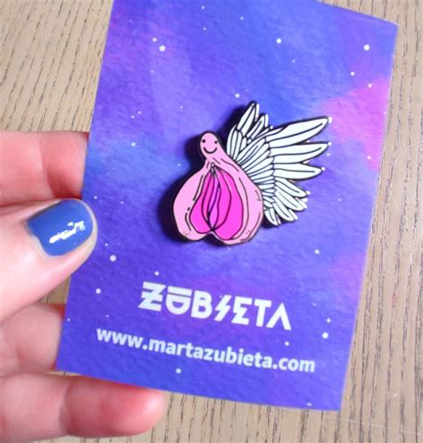 Flying Pussy Enamel Pin Feminist Pin Vagina Art Female Body Positive Clitoris