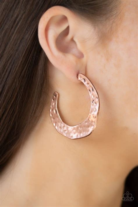 Paparazzi The Hoop Up Copper Hammered Hoop Earrings Copper Hoops