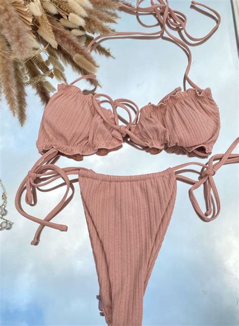 Premium Bikini Hazel In Nude And Red Women S Fashion Swimwear Bikinis Swimsuits On Carousell