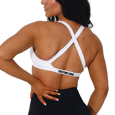 High Quality Women Gym Active Yoga Wear Front Twisted Strappy Padded Spandex Nude Cross Back