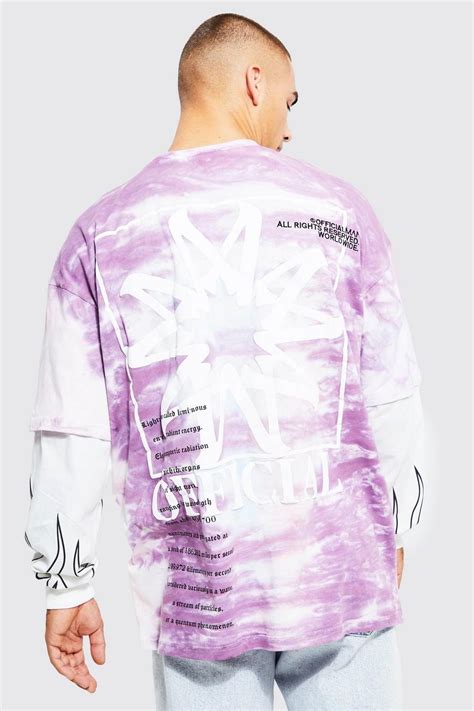 Mens Oversized Faux Layer Tiedye Graphic T Shirt Boohoo Uk