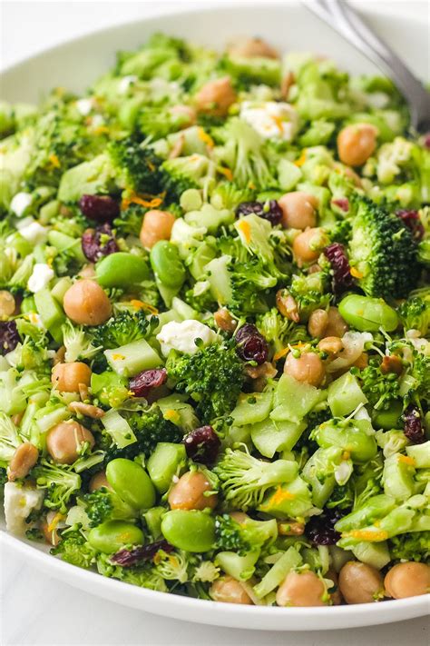 Vegetarian Broccoli Citrus Salad With Chickpeas And Edamame