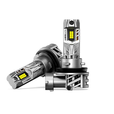 NOVSIGHT 2x H11 LED Headlight Globes Bulbs Kit H/Low Beam White 1:1 ...