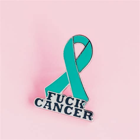 Teal Fuck Cancer Awareness Ribbon Enamel Pins V Cervical Etsy