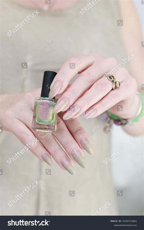 Female Hand Long Nails Nude Beige Stock Photo 2220715061 Shutterstock