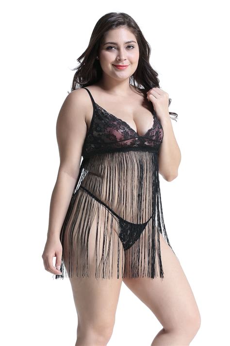 Women Lace Babydoll V Neck Chemise Sleepwear Sexy Open Back Lingerie Black S Walmart