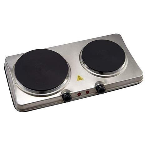 Double Burner W Hot Plate Stainless Countertop Burner Silver Portable Electric Cooktop