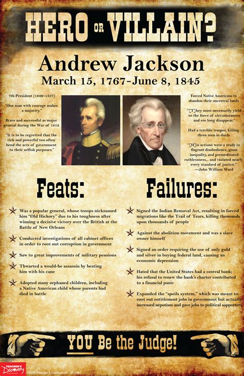 Andrew Jackson Hero Or Villain Mini Poster Teaching Unplugged