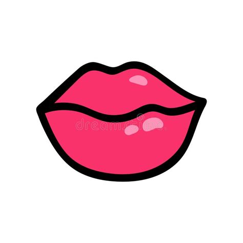 Vector Female Lips Hand Draw Isolate Lips In Doodle Style Stock