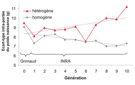 Evolution Au Cours Des G N Rations De L Cart Type Du Poids La