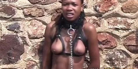 AFRICAN SEX SLAVES Sexy Ebony Babe Chained And Leashed In Public Tnaflix