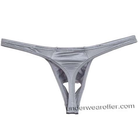 Men S Shiny Long Bulge Pouch Balls Hole Bikini Thong Underwear Lingerie T Back MU