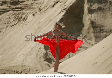 Beautiful Naked Woman Red Material Posing Stock Photo 1887684226 Shutterstock