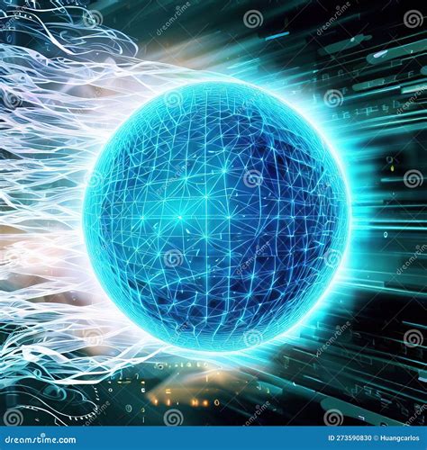 Abstract Futuristic Digital Big Data Landscape Particles with Generative AI Stock Illustration