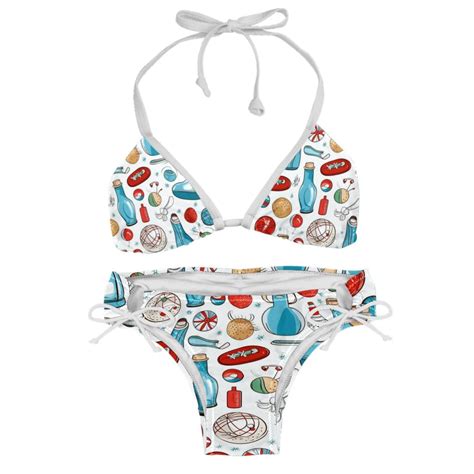 Bowling Stylish Bikini Set With Detachable Sponge Adjustable Strap Pack Beach Ready