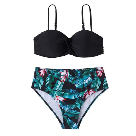 DENGDENG Womens Bikini Set Full Coverage Bottom Two Piece Sexy High