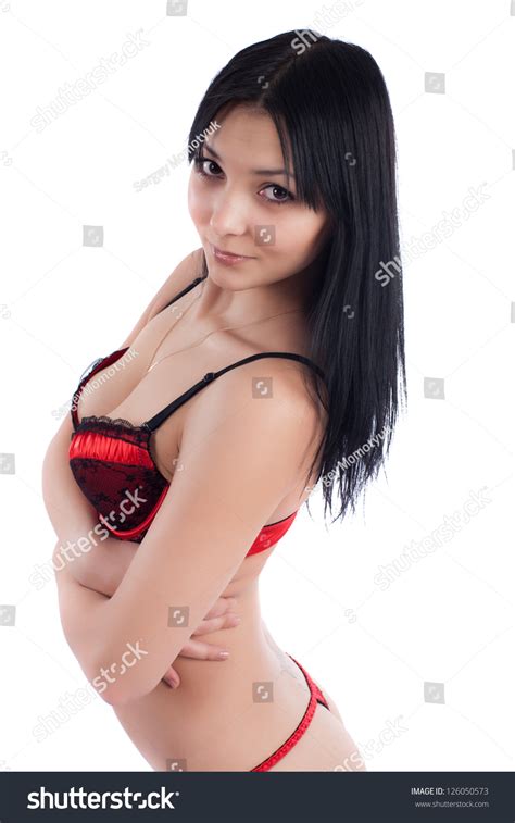 Sexy Brunette Red Lingerie Stock Photo 126050573 Shutterstock
